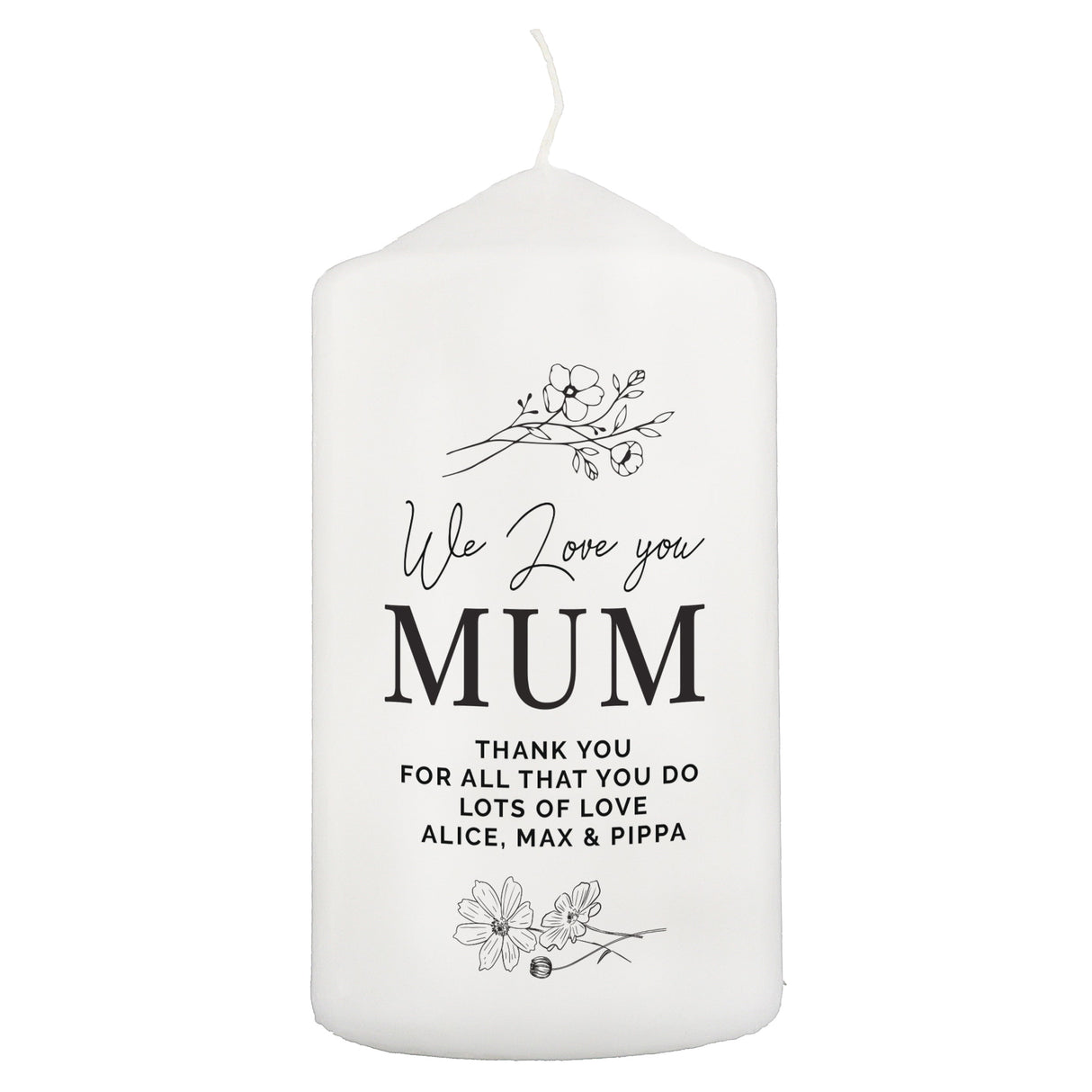Personalised Floral Pillar Candle - Shop Candles At Gift Moments - 8