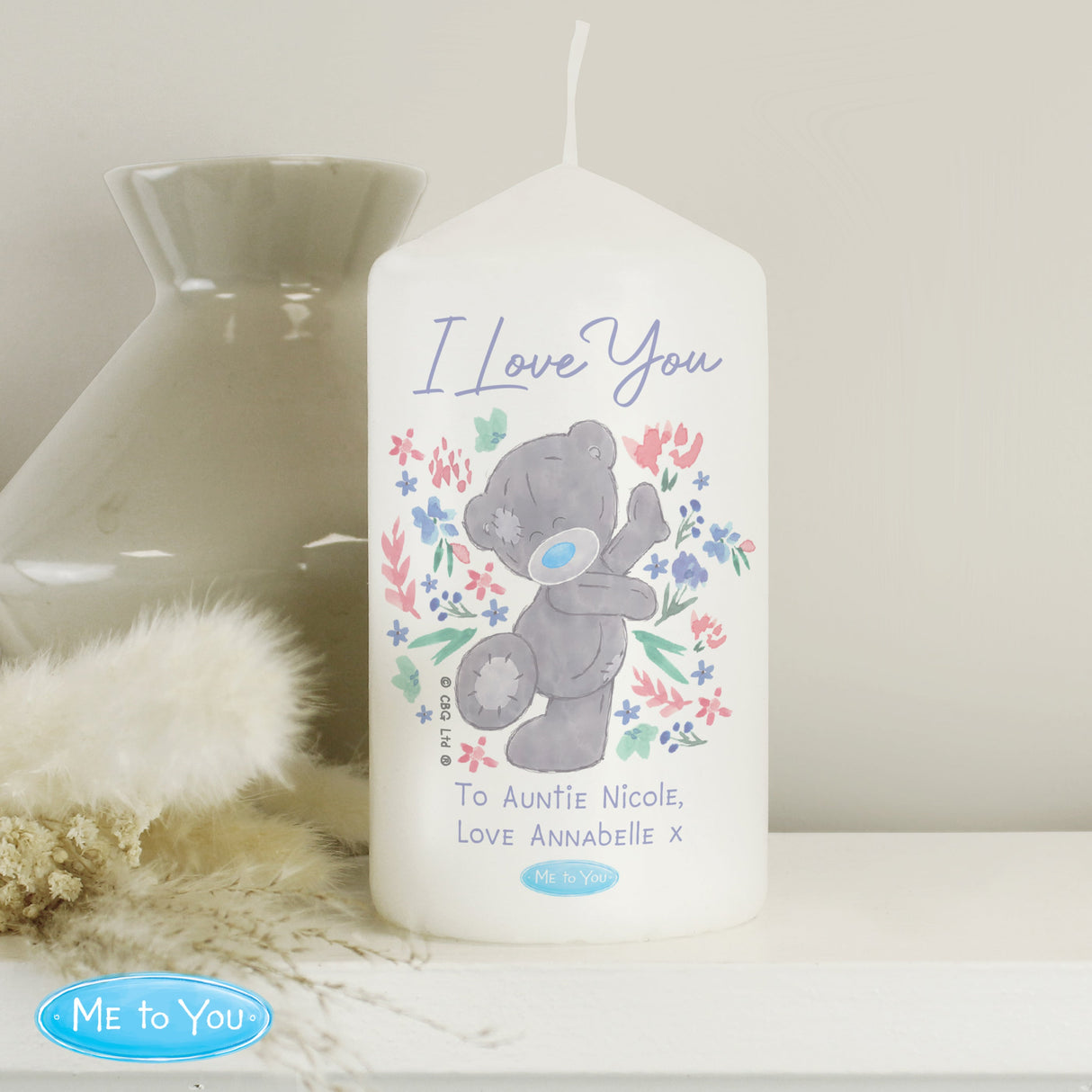 Personalised Me To You Floral Pillar Candle: 4 - Candles