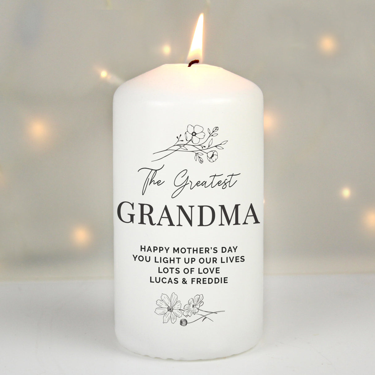Personalised Floral Pillar Candle - Shop Candles At Gift Moments - 7