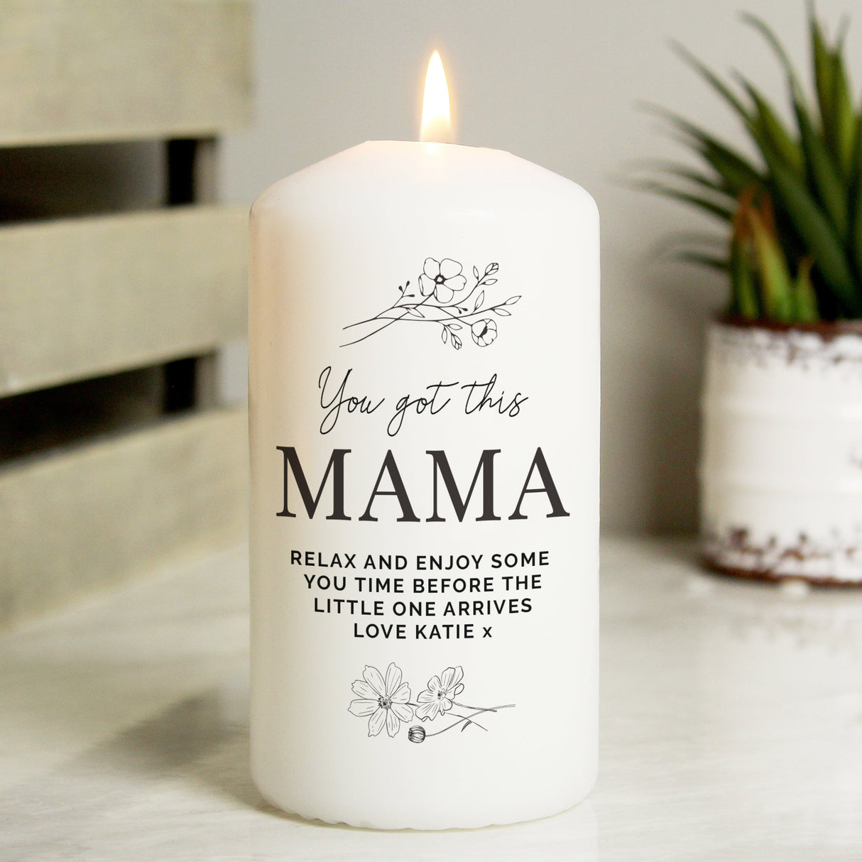 Personalised Floral Pillar Candle - Shop Candles At Gift Moments - 3