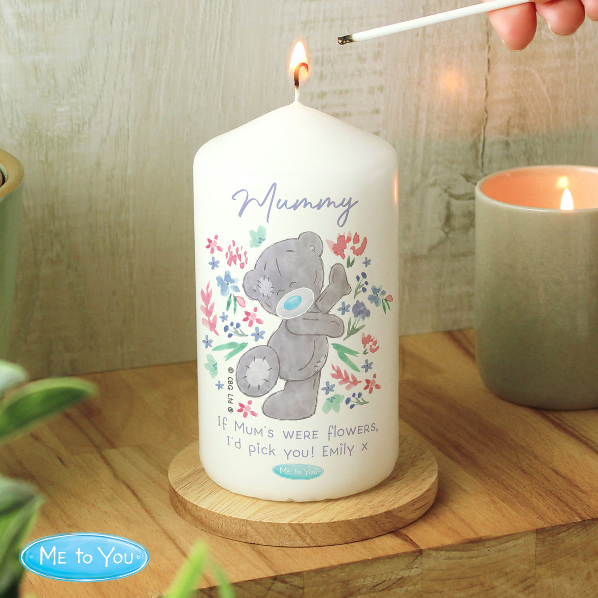 Personalised Me To You Floral Pillar Candle: 2 - Candles