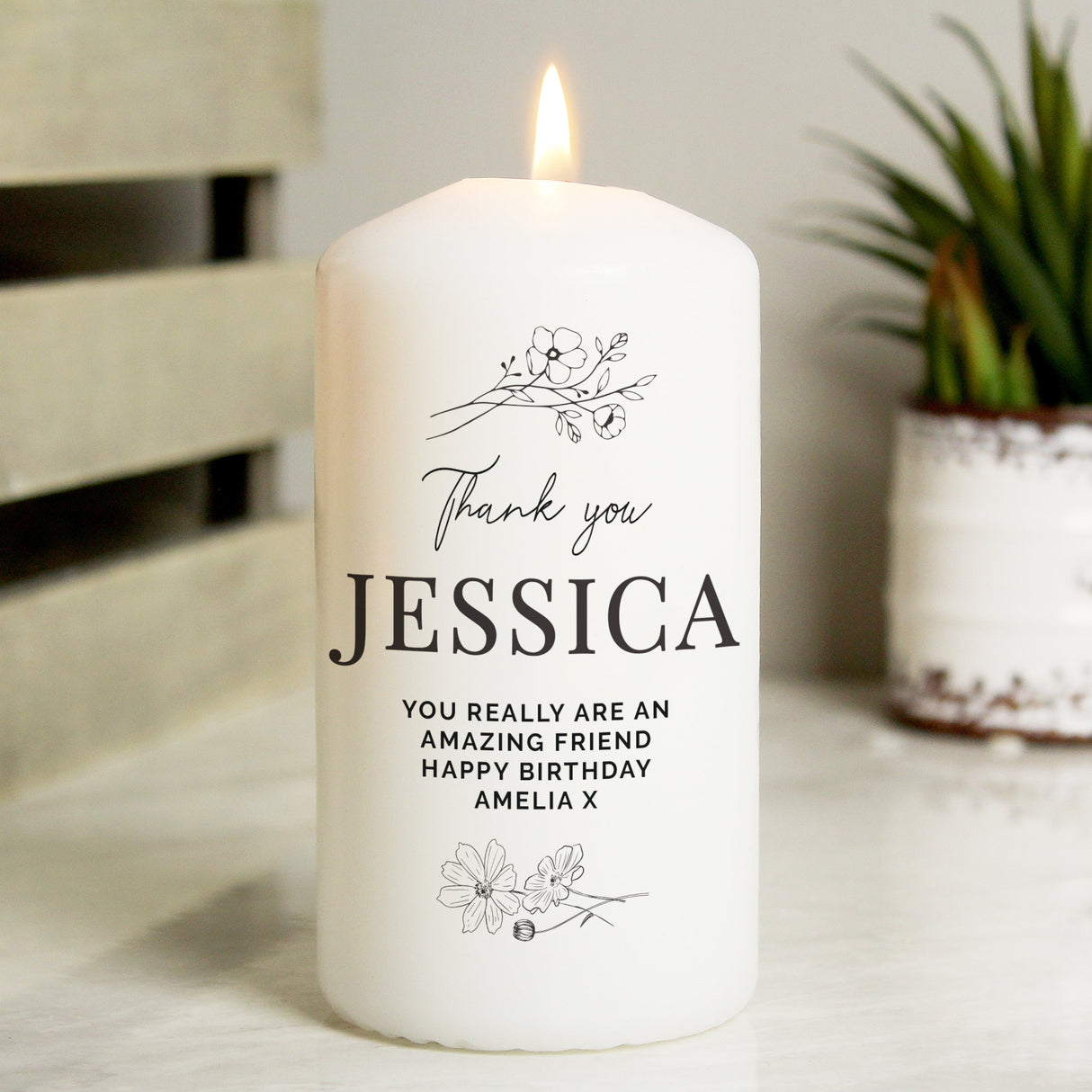 Personalised Floral Pillar Candle - Shop Candles At Gift Moments - 6