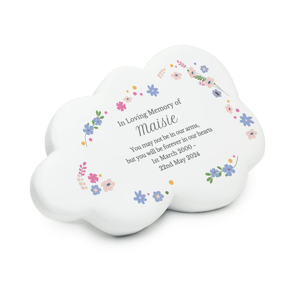 Personalised Floral Resin Memorial Cloud: 5 - Memorials By Gift Moments