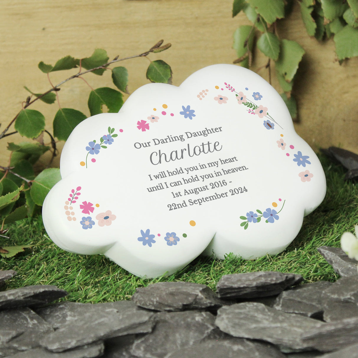 Personalised Floral Resin Memorial Cloud: 4 - Memorials By Gift Moments
