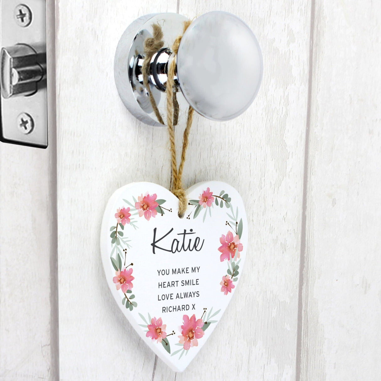Personalised Floral Sentimental Wooden Heart Decoration: 4 - Decorations By Gift Moments