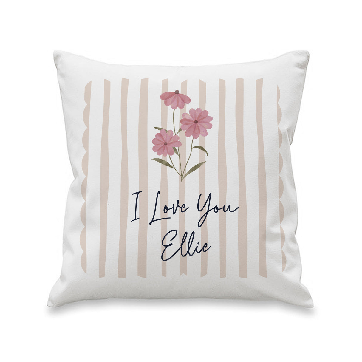 Personalised Floral Stripe Cushion: 4 - Cushions By Gift Moments
