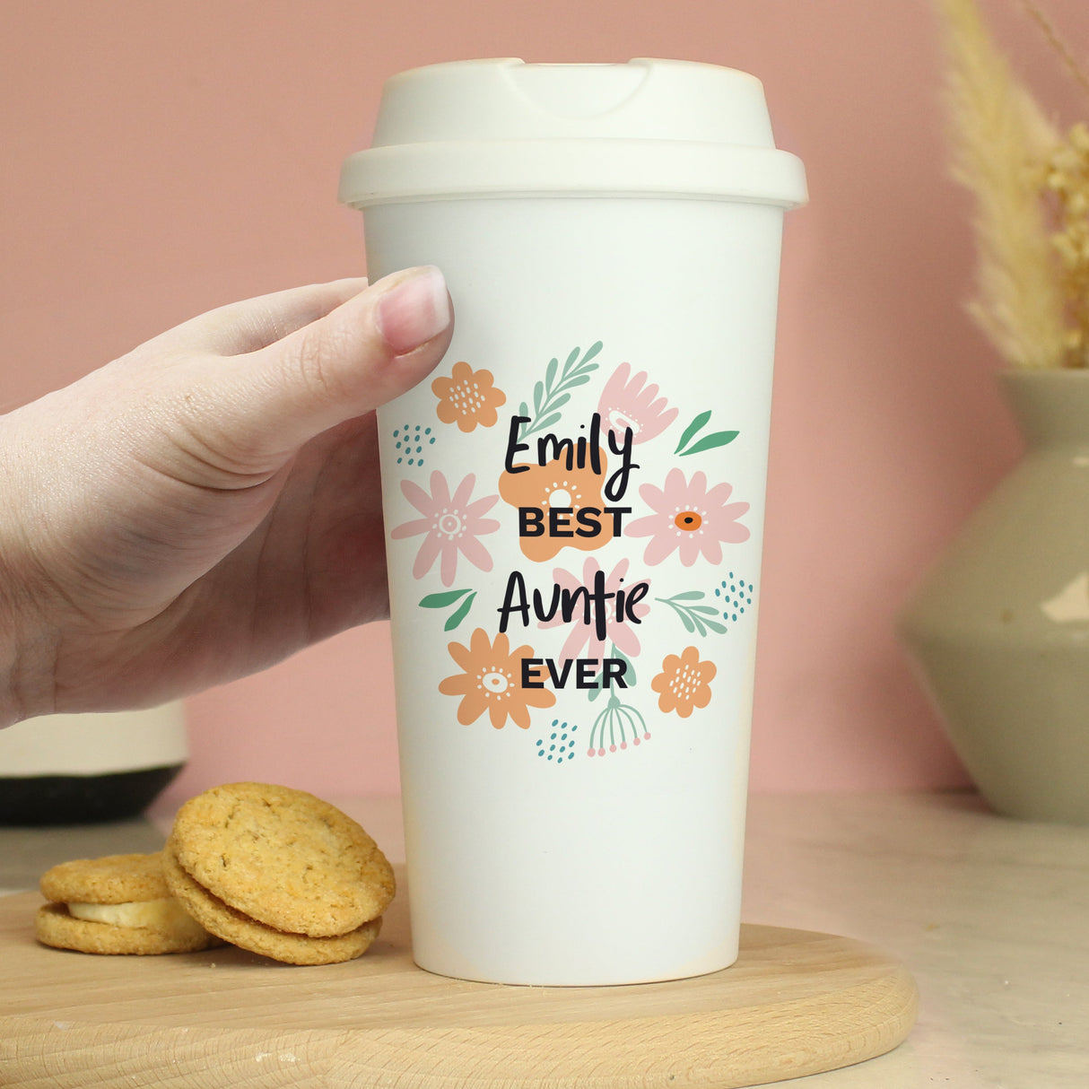 Personalised Floral Travel Mug: 3 - Travel Mugs By Gift Moments