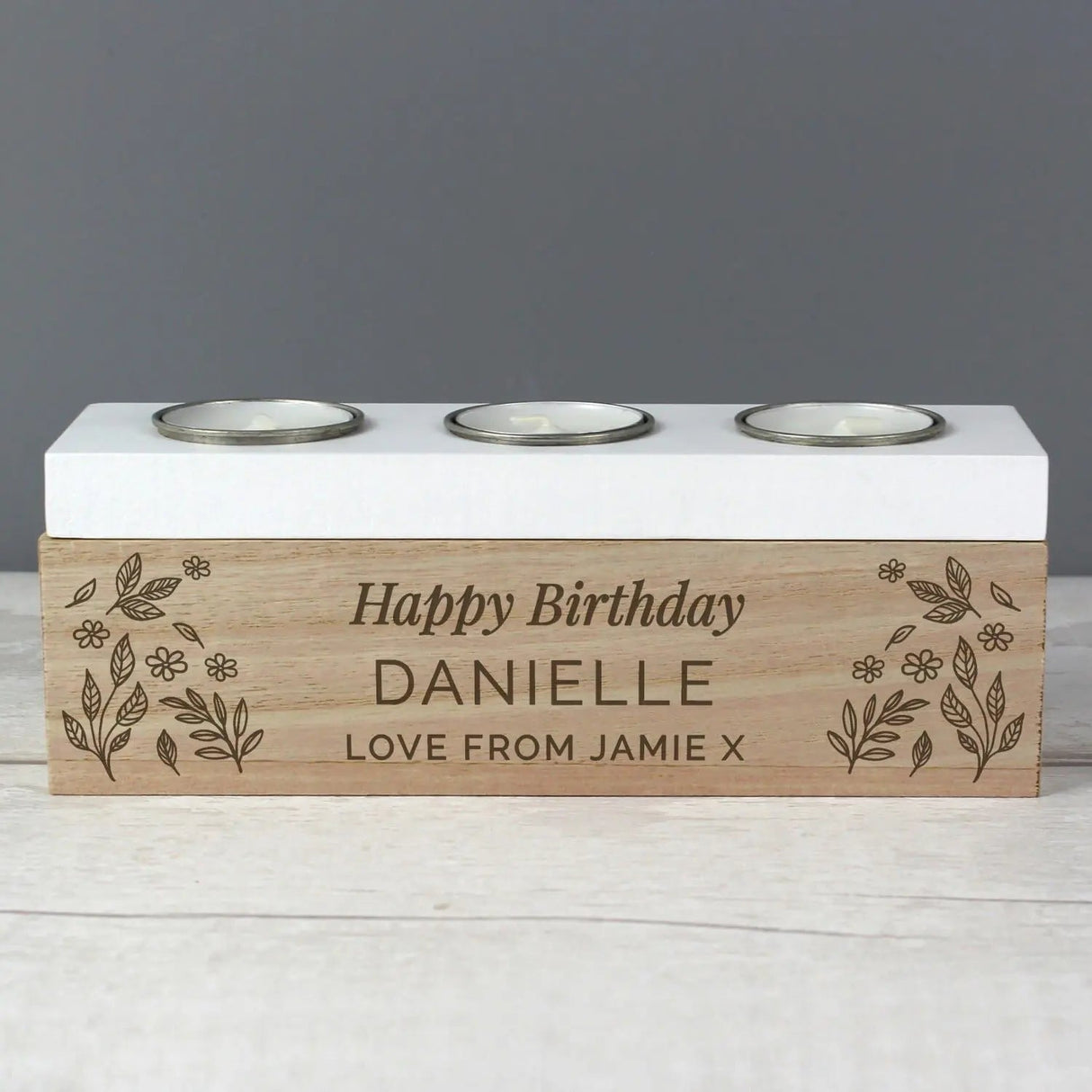 Personalised Floral Triple Tealight Box - Shop Candle Holders At Gift Moments - 3