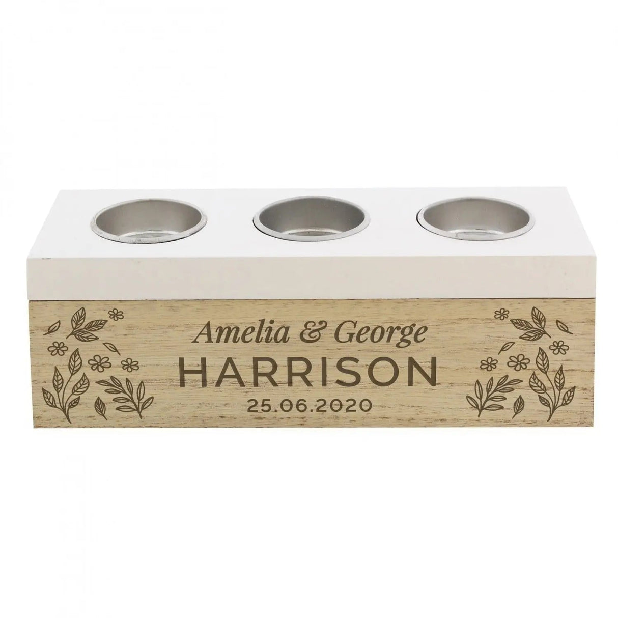Personalised Floral Triple Tealight Box - Shop Candle Holders At Gift Moments - 5