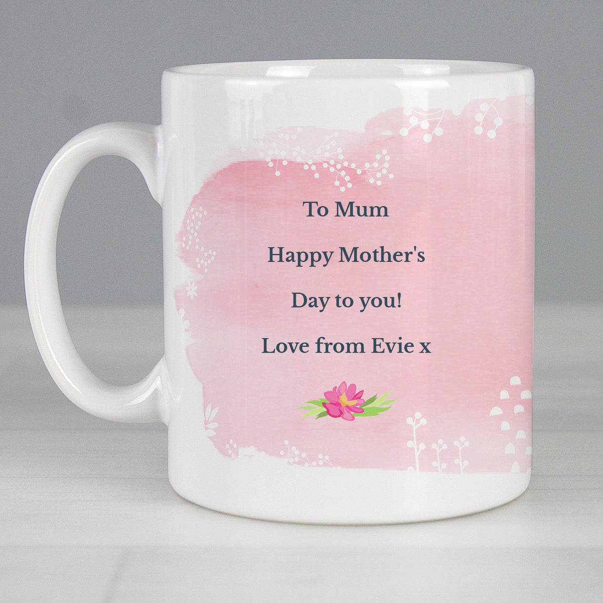Personalised Floral Watercolour Mug: 2 - Mugs By Gift Moments