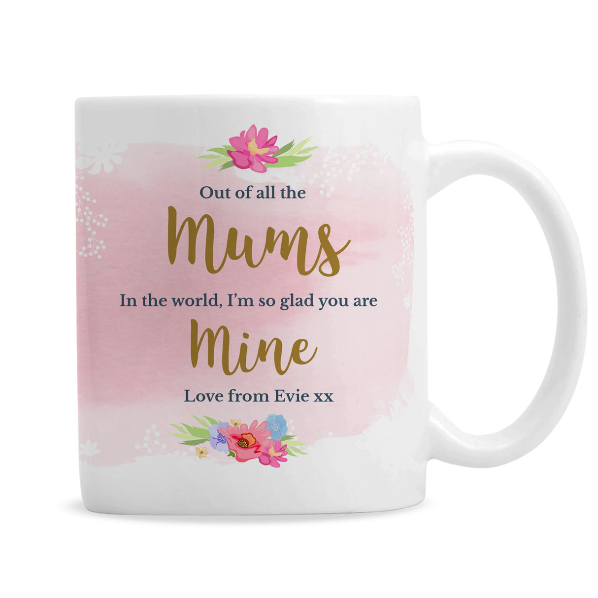 Personalised Floral Watercolour Mug: 3 - Mugs By Gift Moments