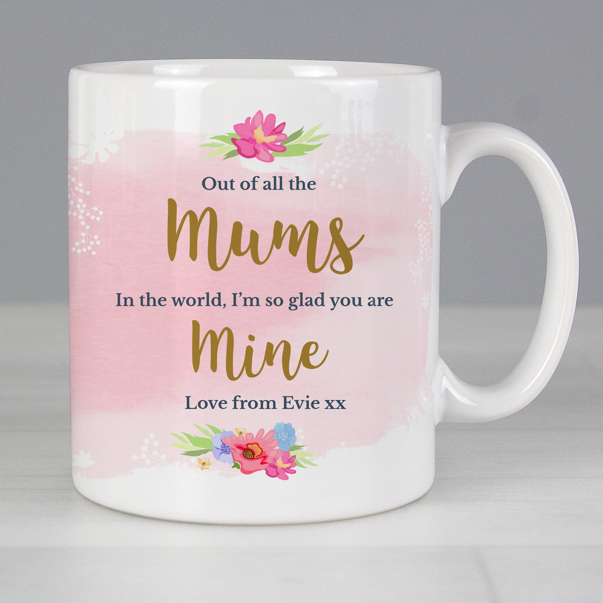 Personalised Floral Watercolour Mug: 1 - Mugs By Gift Moments