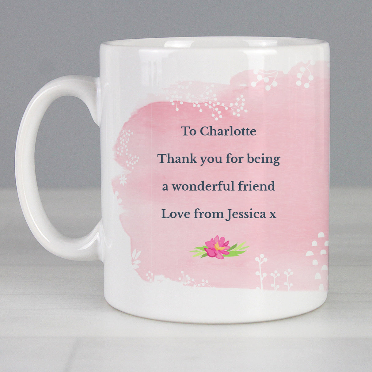 Personalised Floral Watercolour Mug: 9 - Mugs By Gift Moments