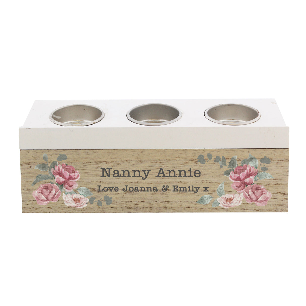 Personalised Floral Watercolour Triple Tealight Box: 5 - Candle Holders By Gift Moments