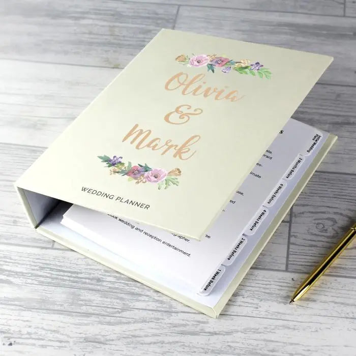Personalised Floral Watercolour Wedding Planner: 1 - Calendars & Planners By Gift Moments