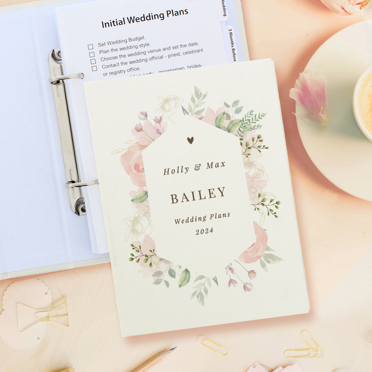 Personalised Floral Watercolour Wedding Planner - Shop Calendars & Planners At Gift Moments - 3