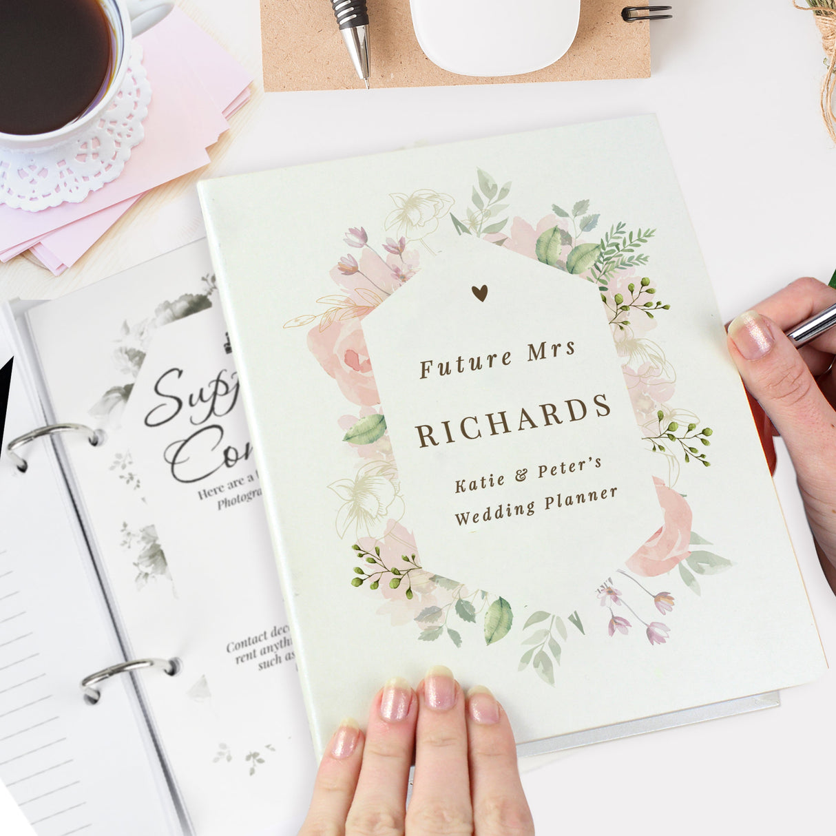 Personalised Floral Watercolour Wedding Planner - Shop Calendars & Planners At Gift Moments - 1