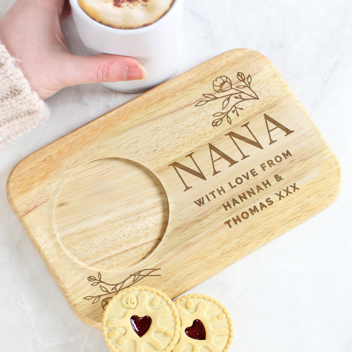 Personalised Floral Wooden Coaster Tray - Shop Coasters At Gift Moments - 5
