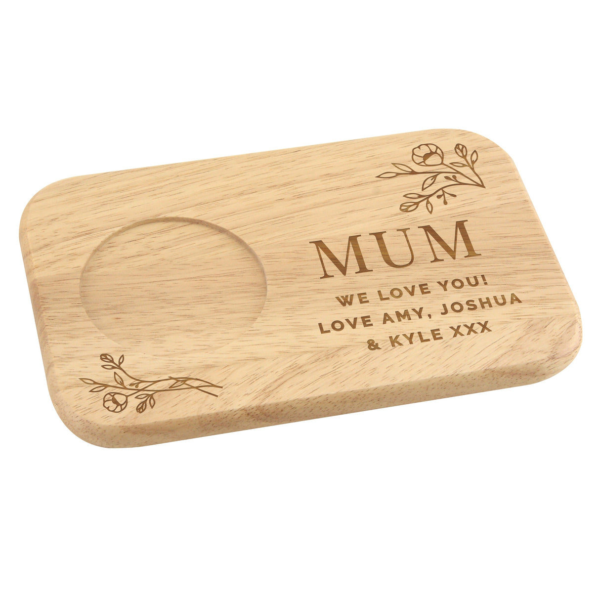Personalised Floral Wooden Coaster Tray - Shop Coasters At Gift Moments - 6