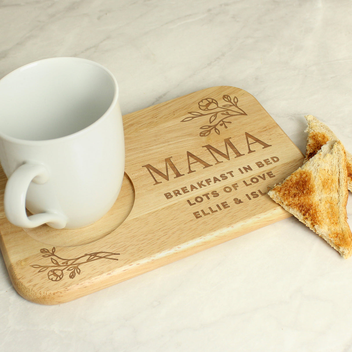 Personalised Floral Wooden Coaster Tray - Shop Coasters At Gift Moments - 2