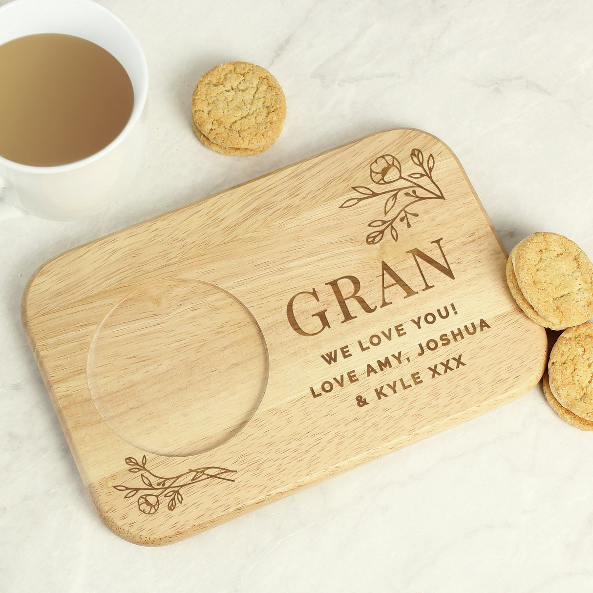 Personalised Floral Wooden Coaster Tray - Shop Coasters At Gift Moments - 1