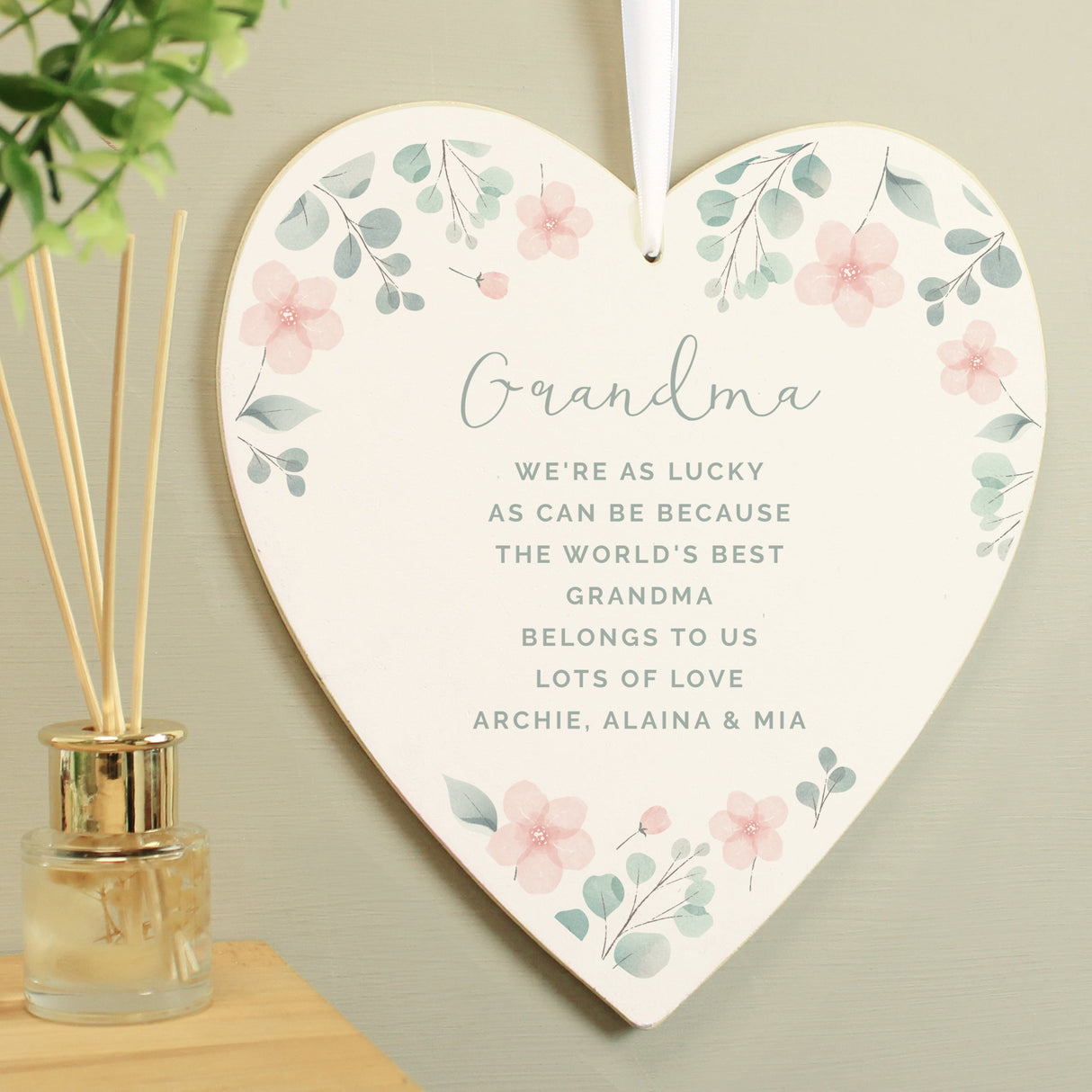 Personalised Floral Wooden Heart Decoration - Shop Decorations At Gift Moments - 2