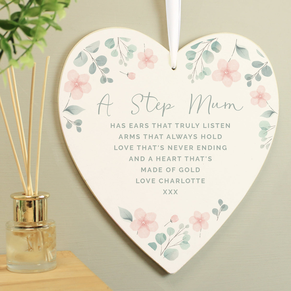 Personalised Floral Wooden Heart Decoration - Shop Decorations At Gift Moments - 3