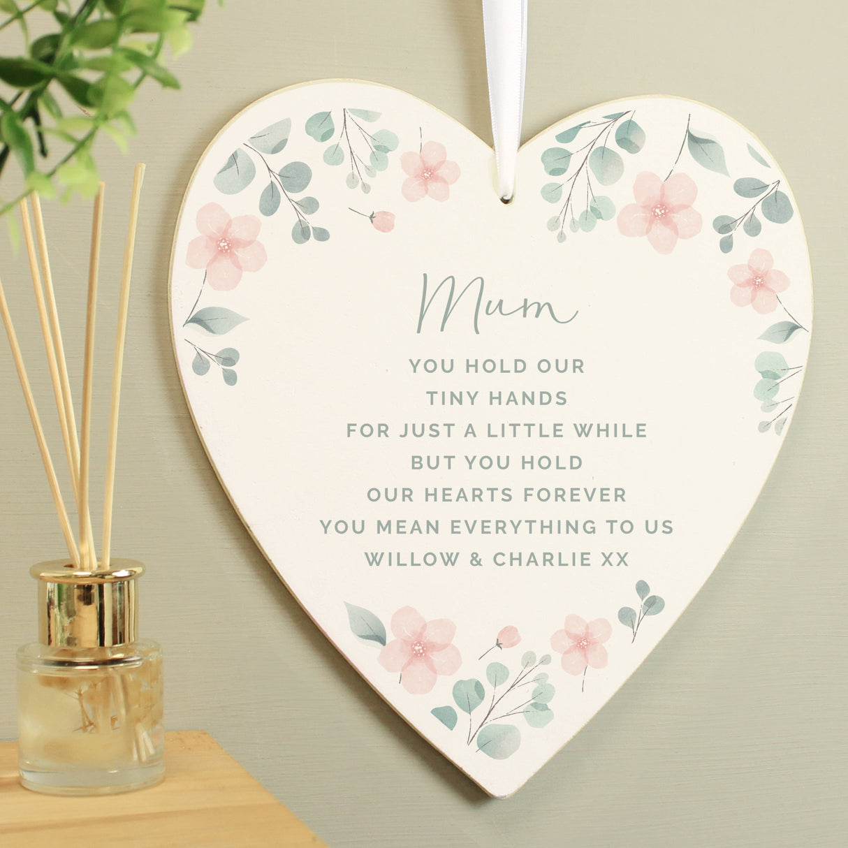 Personalised Floral Wooden Heart Decoration - Shop Decorations At Gift Moments - 6