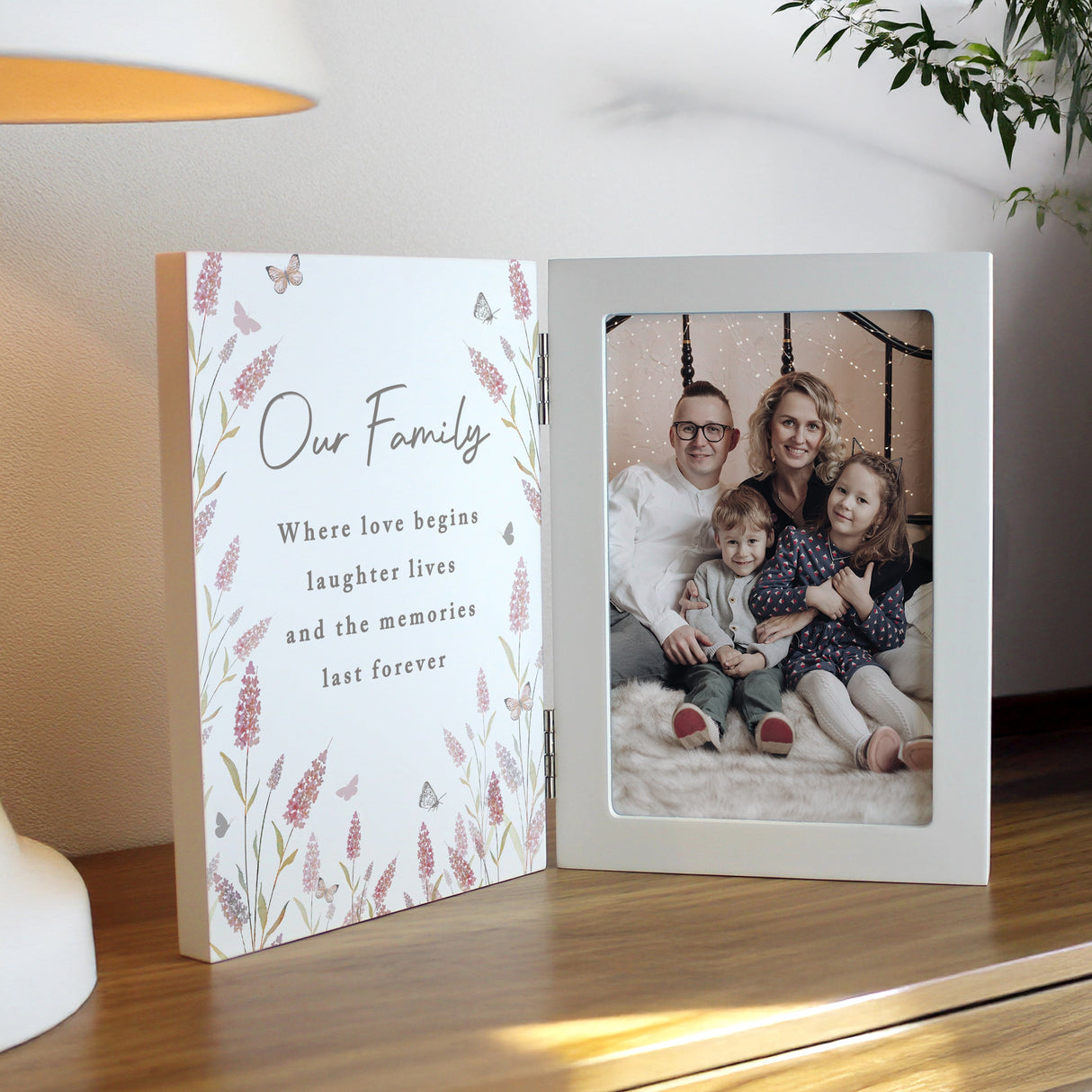 Personalised Floral Wooden Hinged 6x4 Photo Frame: 4 - Photo Frames By Gift Moments
