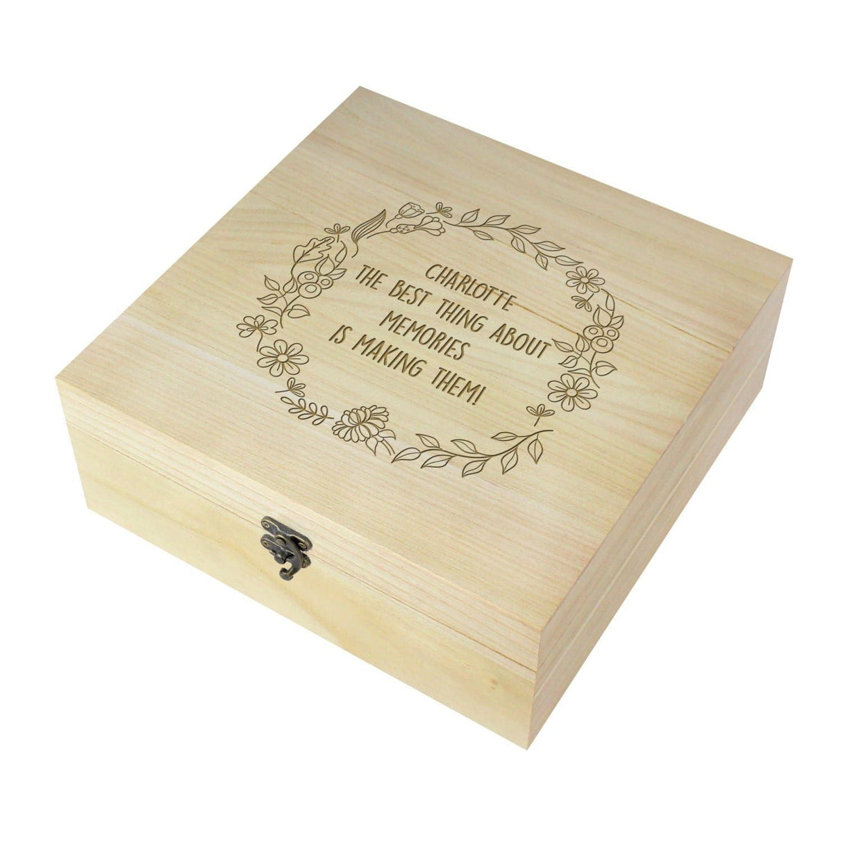Personalised Floral Wreath Large Wooden Keepsake Box - Shop Keepsake Boxes At Gift Moments - 5