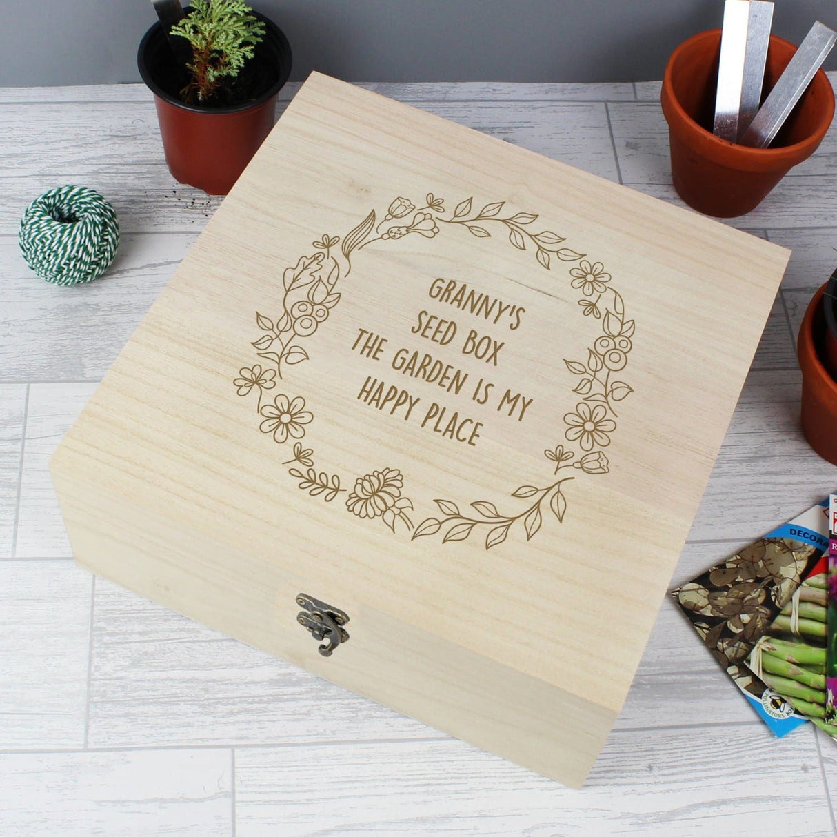 Personalised Floral Wreath Large Wooden Keepsake Box - Shop Keepsake Boxes At Gift Moments - 1