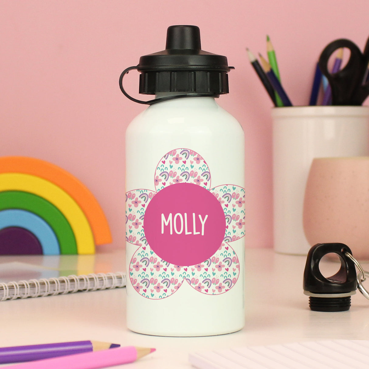 Personalised Flower Drinks Bottle: 2 - Kids Bottles By Gift Moments