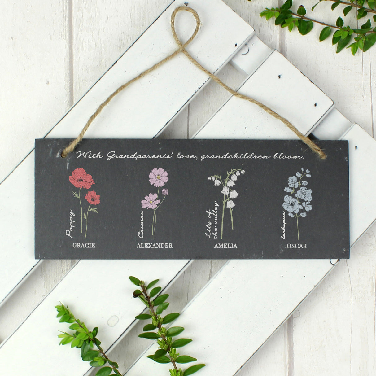 Personalised Flower of the Month Hanging Slate Plaque: 1 - Signs & Plaques By Gift Moments