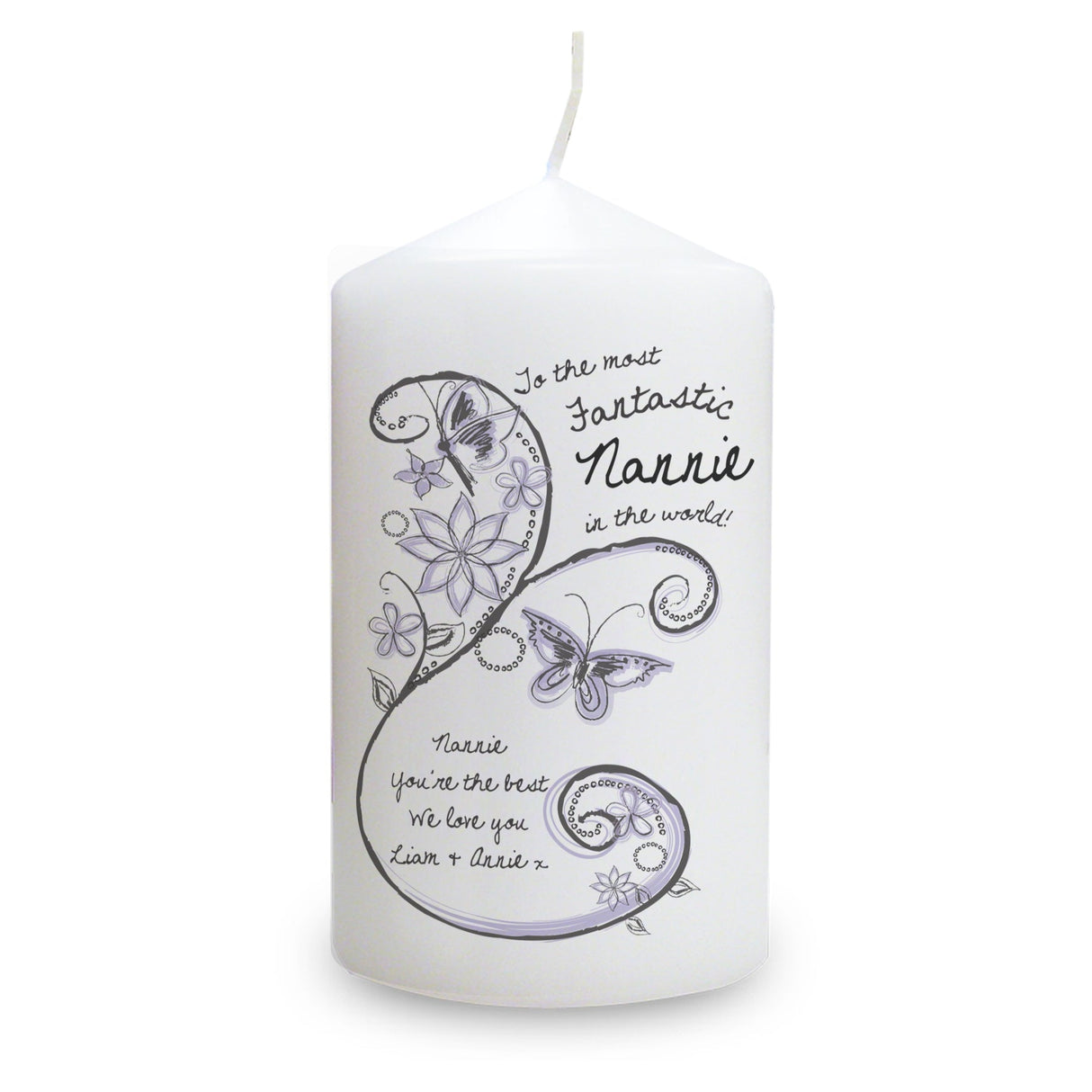 Personalised Flower Pattern Pillar Candle: 2 - Candles By Gift Moments