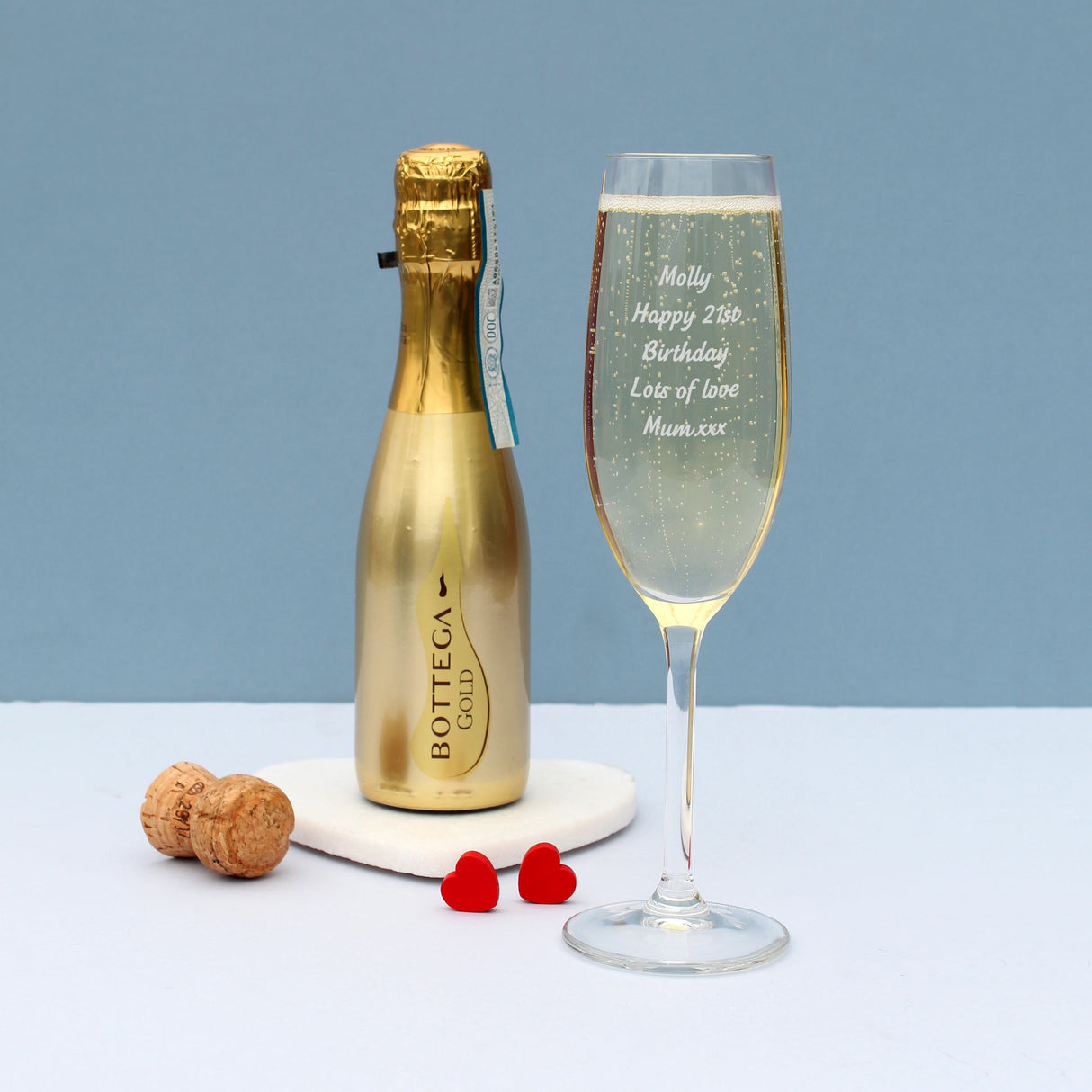 Personalised Flute & Mini Gold Bottega Prosecco Set: 2 - Alcohol Sets By Gift Moments