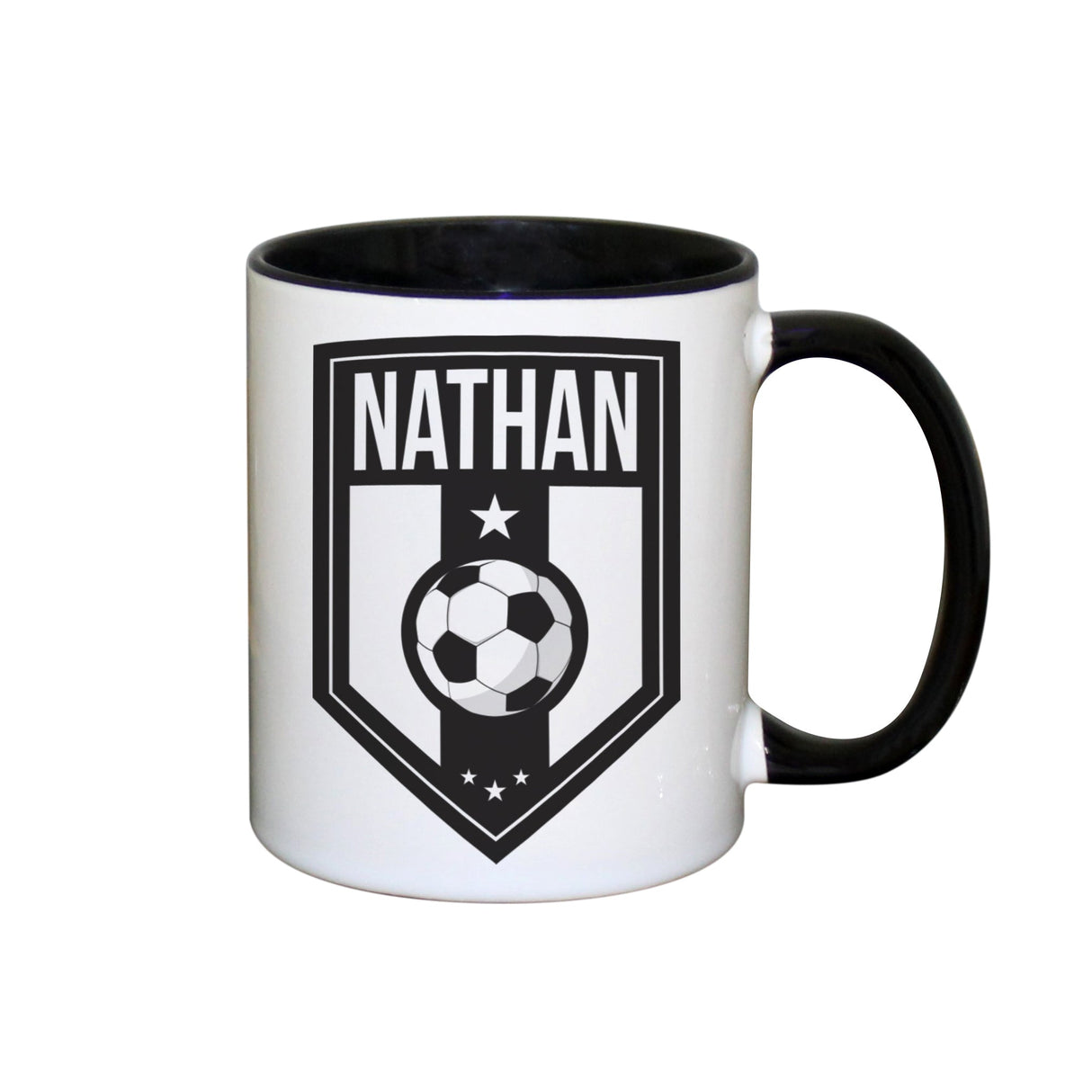 Personalised Football Badge Black Handled Mug: 2 - Mugs By Gift Moments