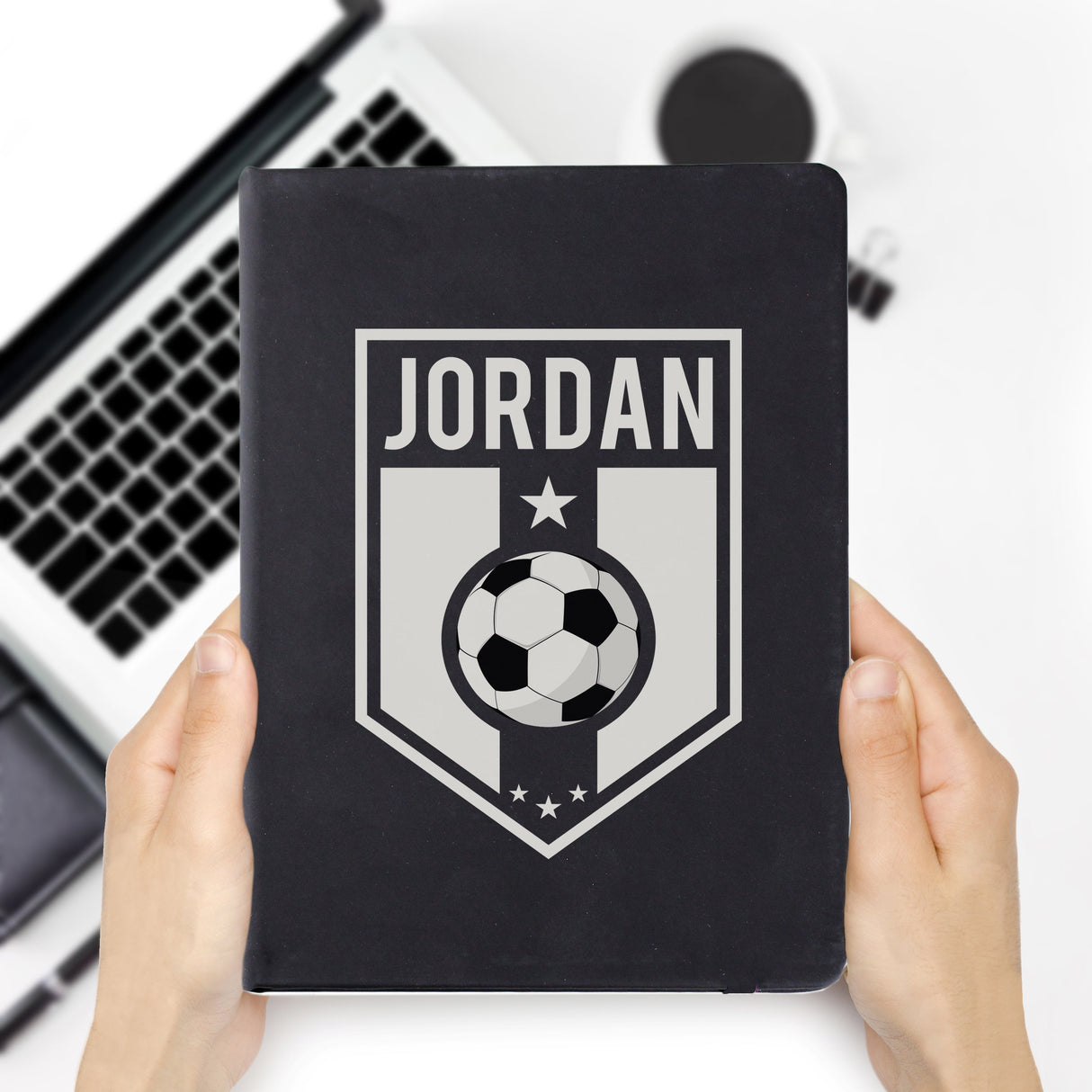 Personalised Football Badge Black Notebook: 3 - Notebooks By Gift Moments