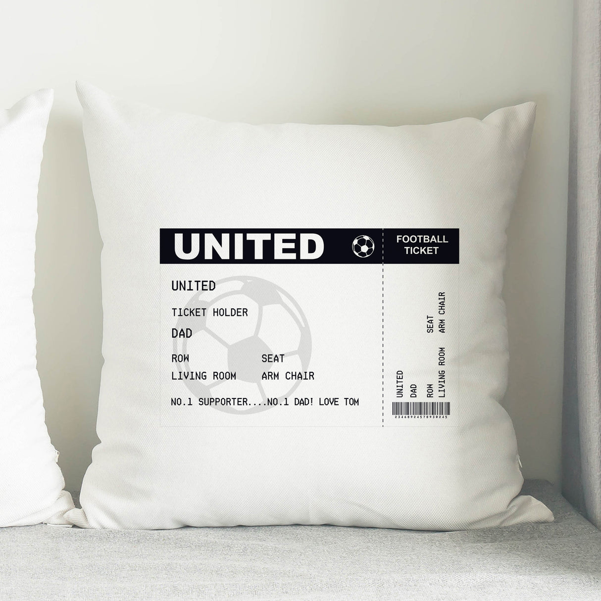 Personalised Football Ticket Cushion: 2 - Cushions By Gift Moments