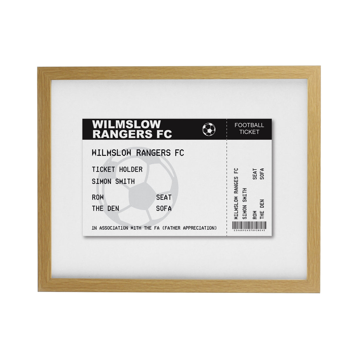 Personalised Football Ticket Framed Prints: 7 - Framed Prints By Gift Moments