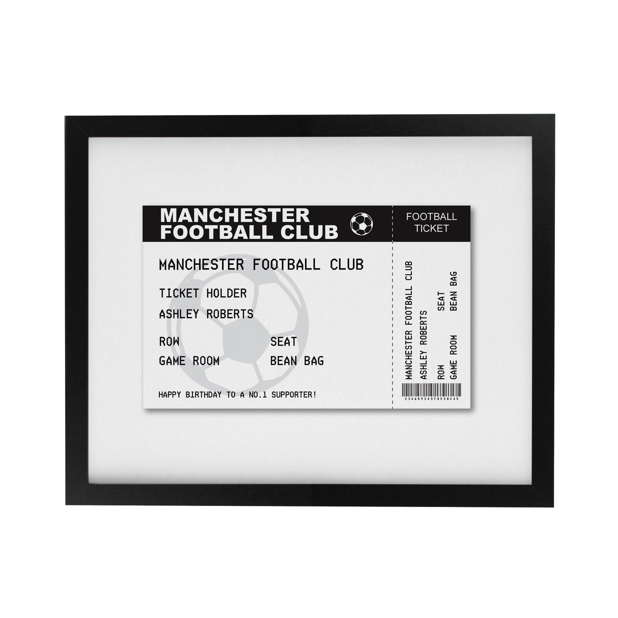 Personalised Football Ticket Framed Prints: 8 - Framed Prints By Gift Moments