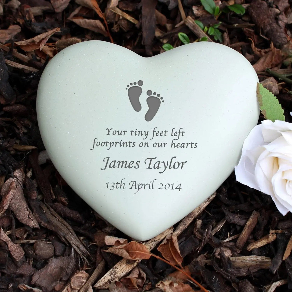 Personalised Footprints Heart Memorial: 2 - Memorials By Gift Moments