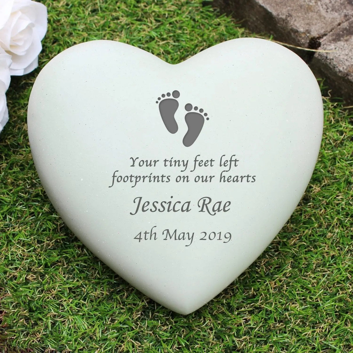 Personalised Footprints Heart Memorial: 7 - Memorials By Gift Moments