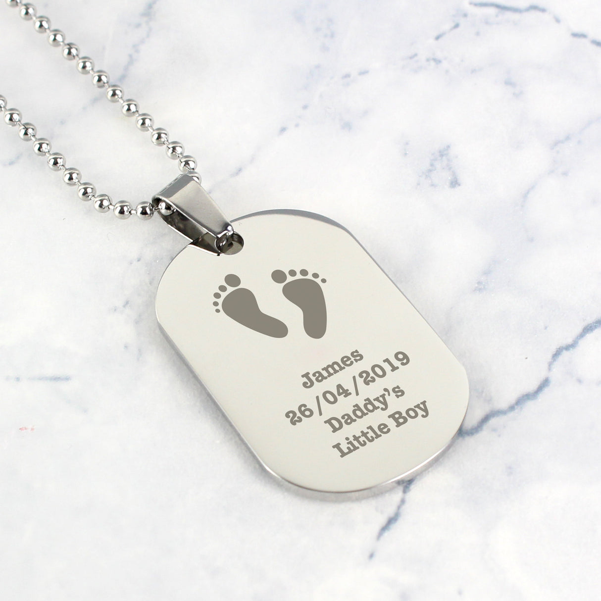 Personalised Footprints Stainless Steel Dog Tag Necklace - Shop Necklaces At Gift Moments - 4