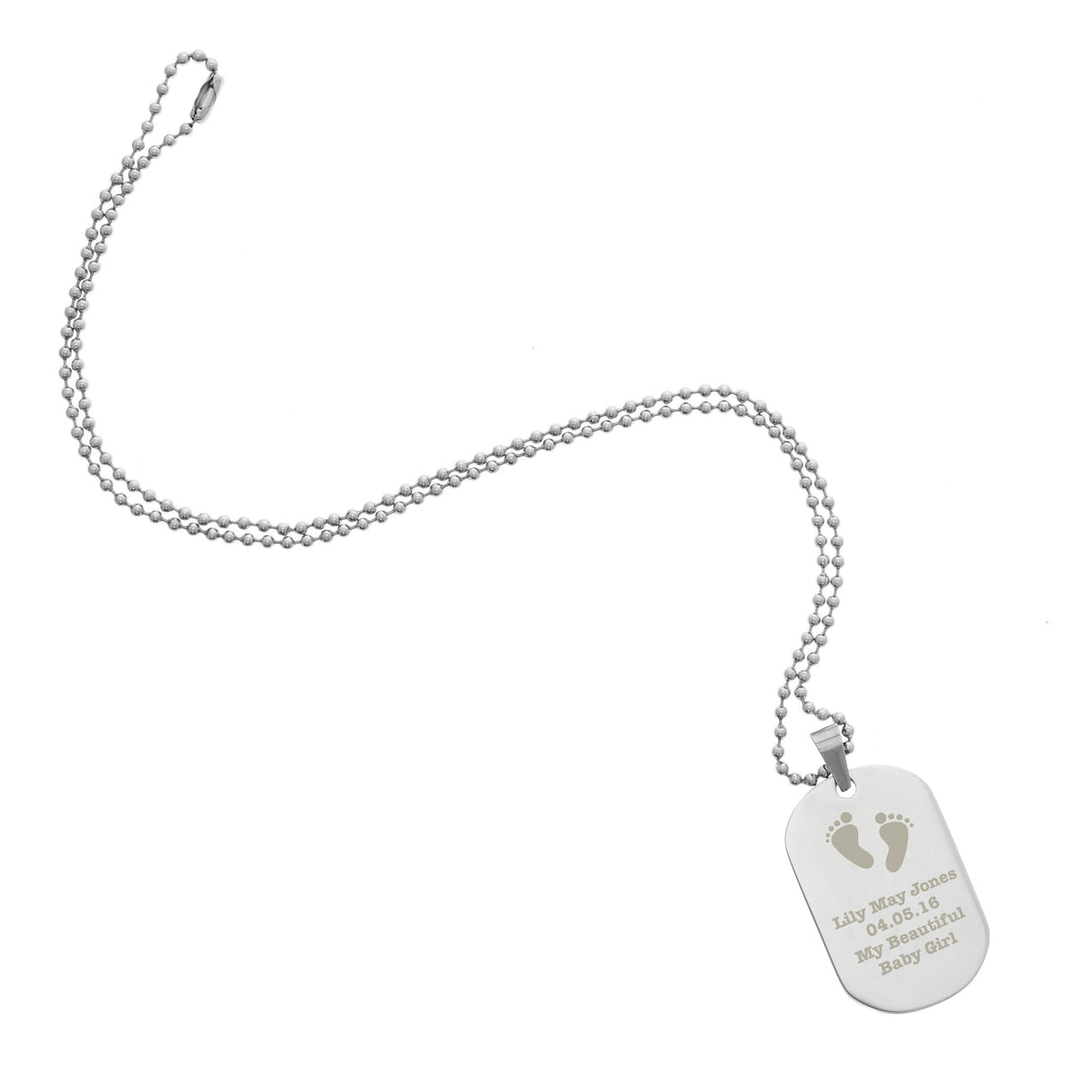 Personalised Footprints Stainless Steel Dog Tag Necklace - Shop Necklaces At Gift Moments - 6