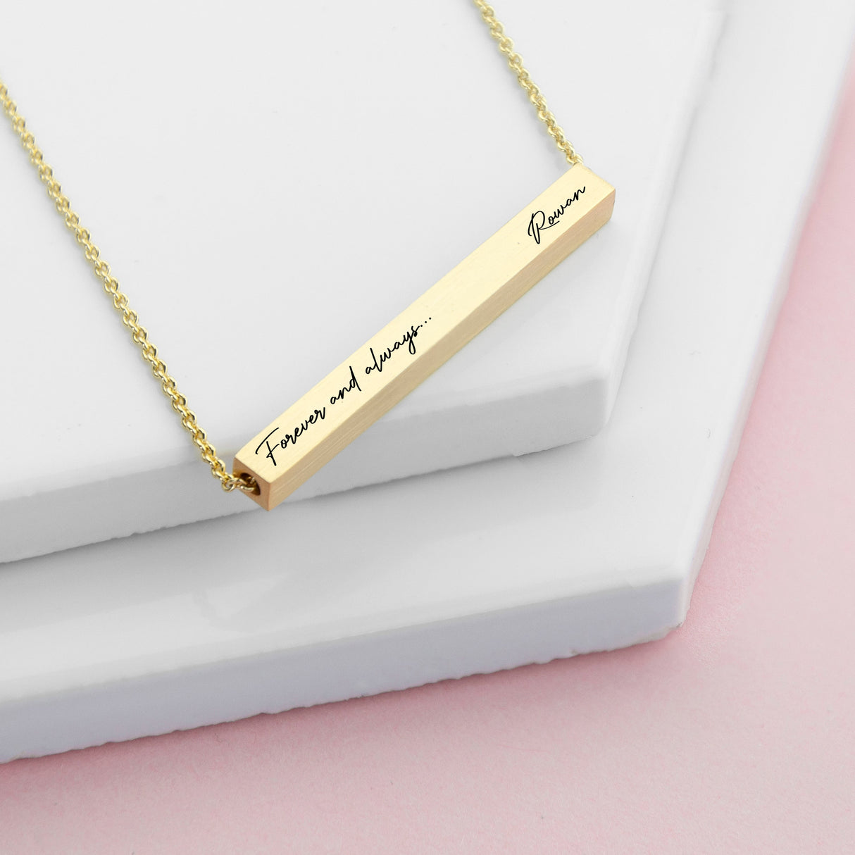 Personalised Forever and Always Horizontal Bar Necklaces - Gold - Shop Necklaces At Gift Moments - 2