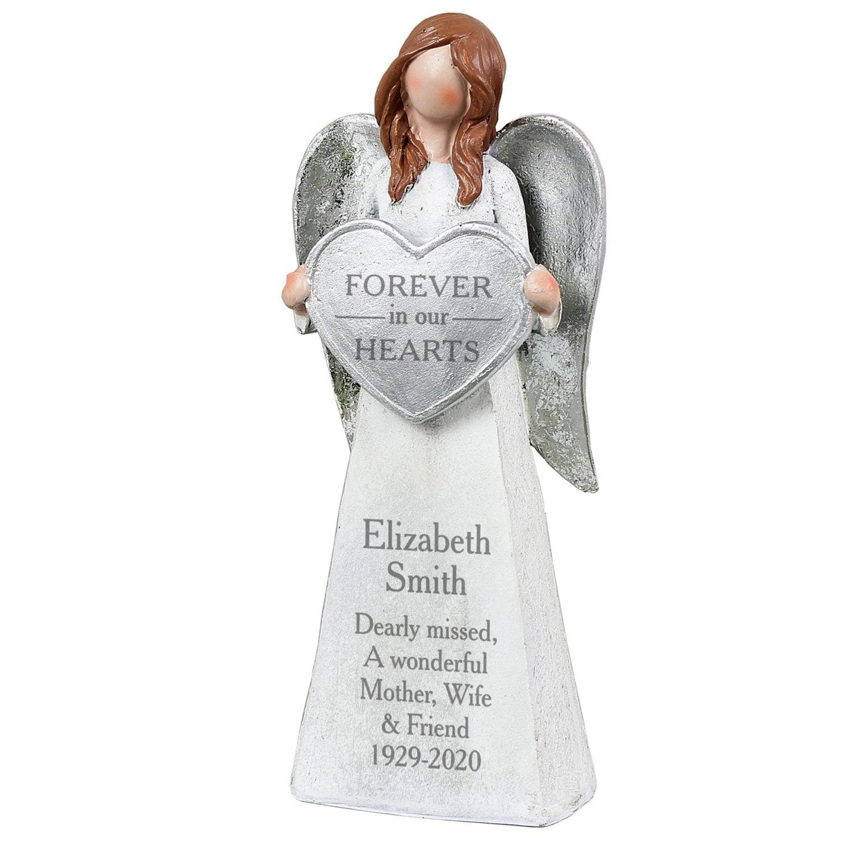 Personalised Forever In Our Hearts Memorial Angel Ornament: 4 - Memorials By Gift Moments