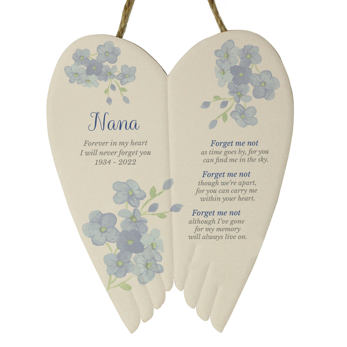 Personalised Forget Me Not Memorial Ceramic Wings: 5 - Memorials By Gift Moments