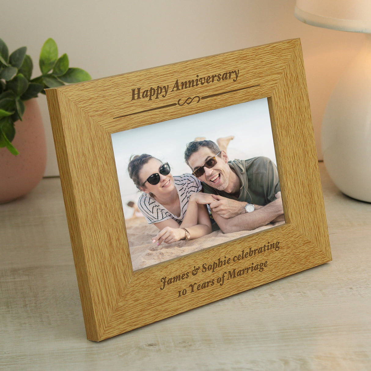 Personalised Formal 6x4 Landscape Oak Finish Photo Frame: 3 - Photo Frames By Gift Moments