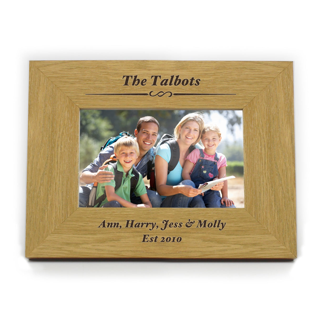 Personalised Formal 6x4 Landscape Oak Finish Photo Frame: 5 - Photo Frames By Gift Moments
