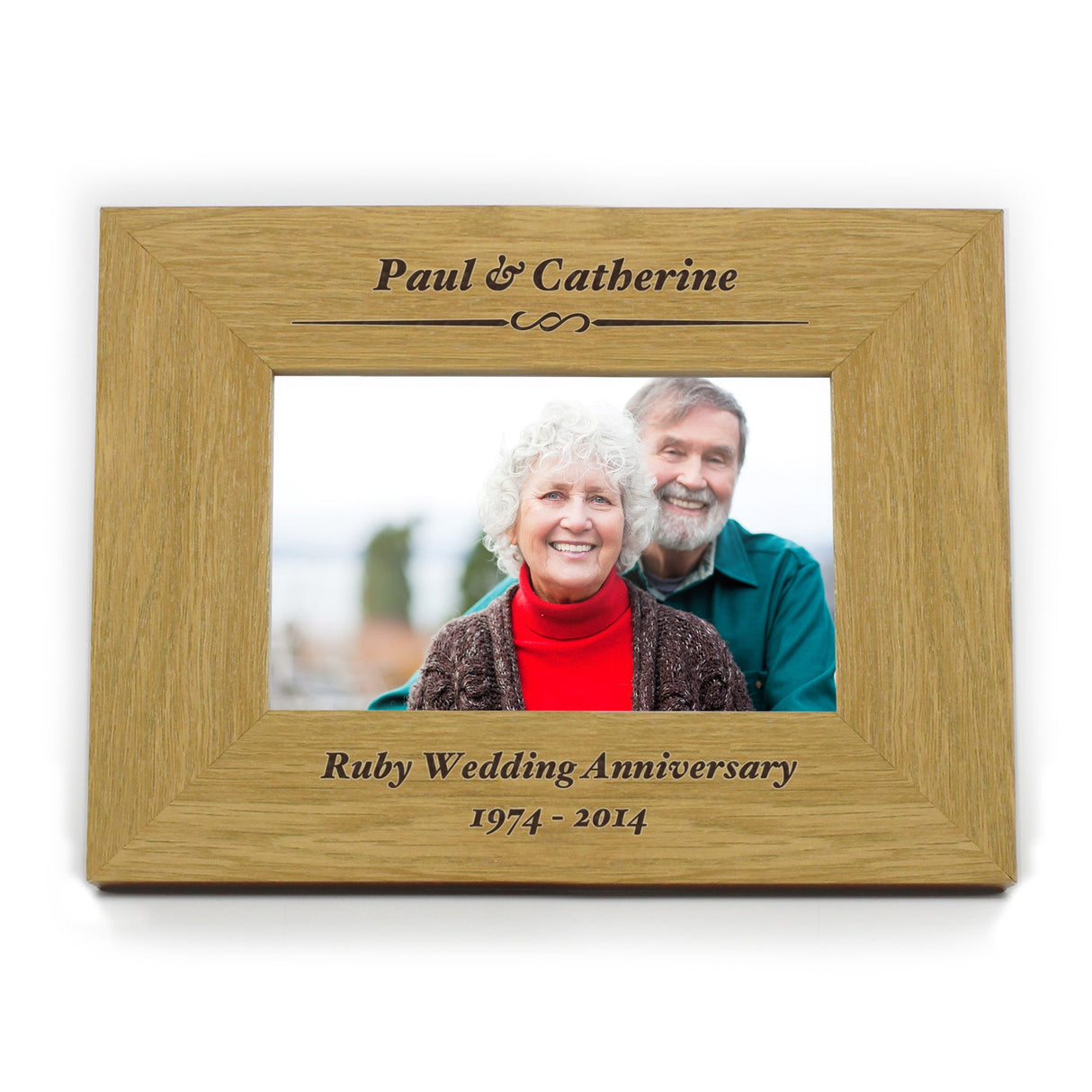 Personalised Formal 6x4 Landscape Oak Finish Photo Frame: 7 - Photo Frames By Gift Moments